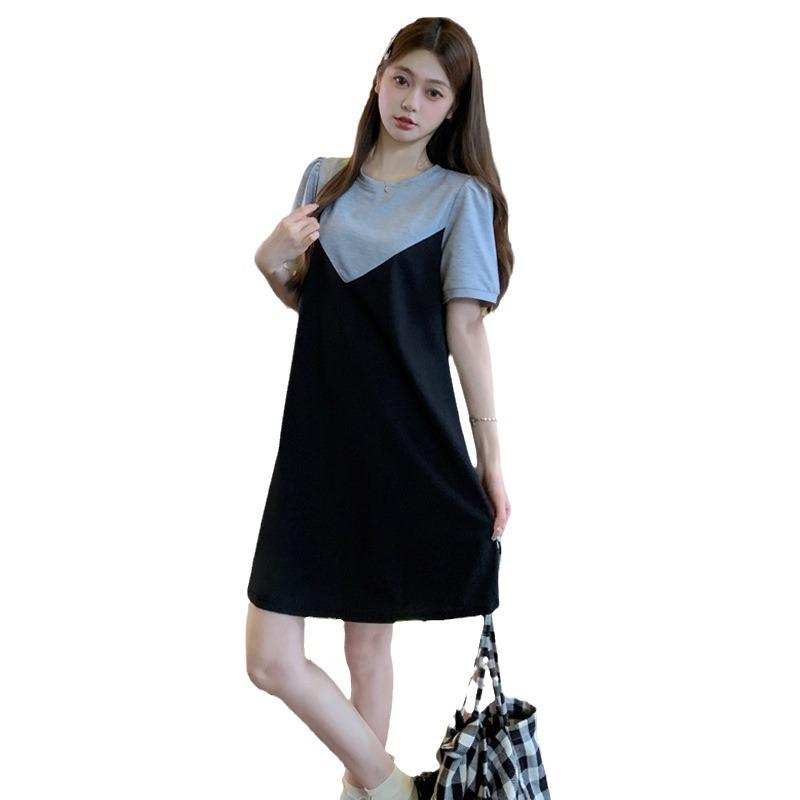 Summer Fake Two-piece Temperament Large Size Thin Loose Dress Korean Version Casual Skirt Short Skirt