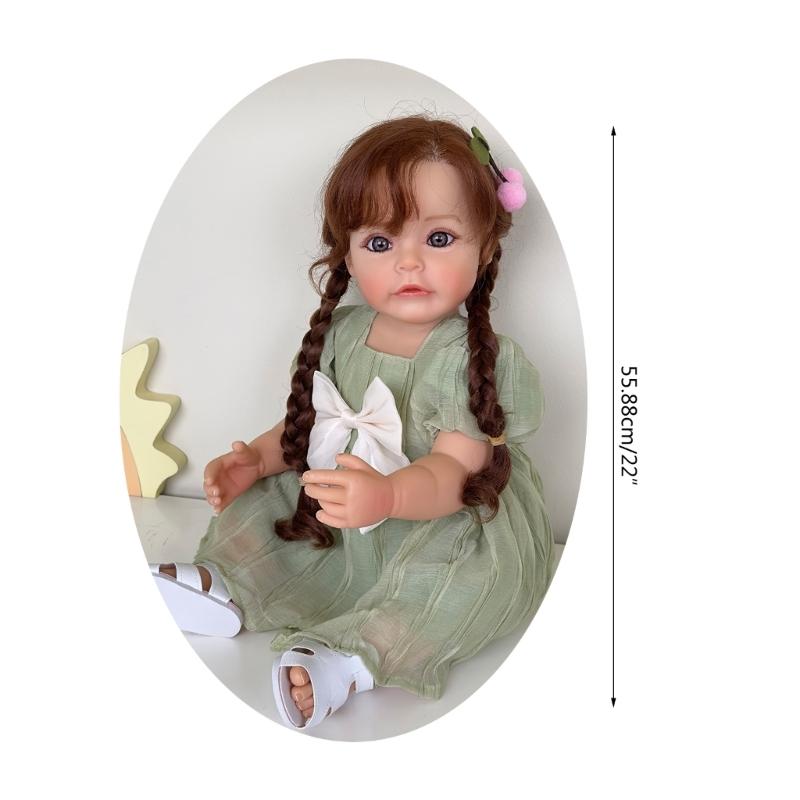 22Inch Reborns Baby Doll Silicone Full Body Toddler Girl Realistic Cute Waterproof Doll with Clothes and Accessory