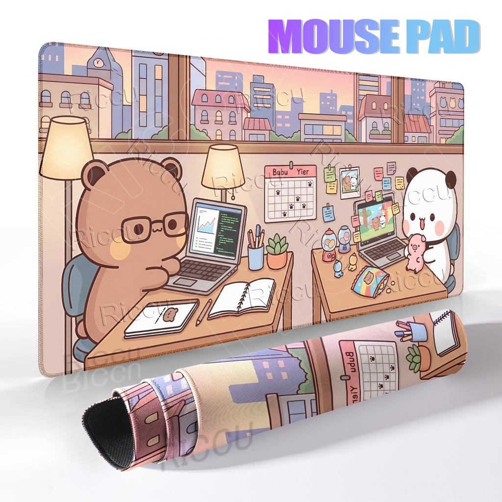 Cartoon BuBu DuDu Panda Kawaii Mauspads Gaming Computer Natürlicher Gummi Schreibtischunterlagen Gamer Büro Tastatur Niedlicher Kleiner Bär Teppich