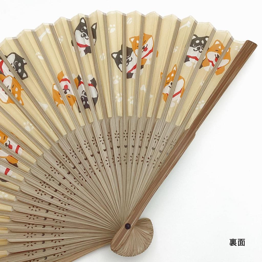 Kyosuke Silk Folding Fan with Shiba Inu Shiba Japanese Pouch, Design, Approx. 21cm, Men's & Women's, Inu, Souvenir, Goods, Gift, K-142