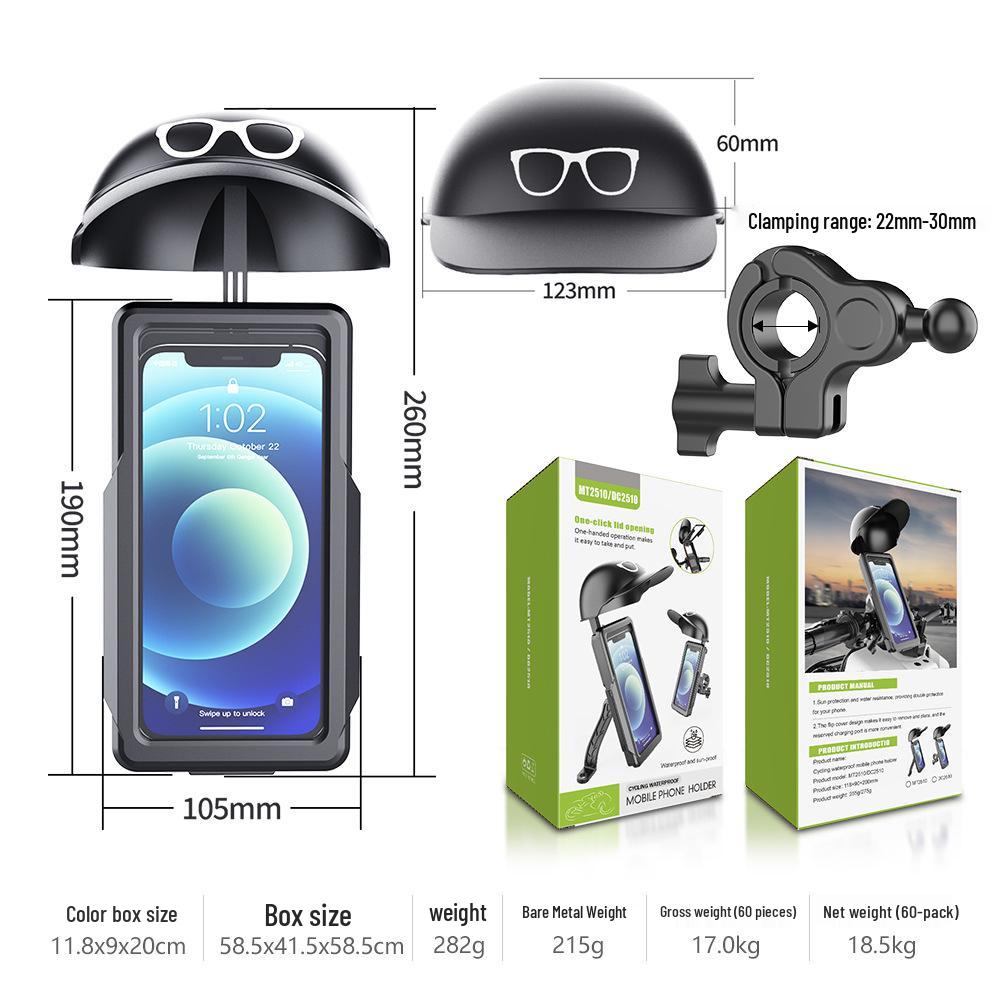 Wasserdichte Hut-Handyhalterung für Radfahren & Motorräder - Universelle Navigationshalterung