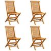 Garden Chairs with Burgundy Cushions 4 pcs Solid Teak Wood