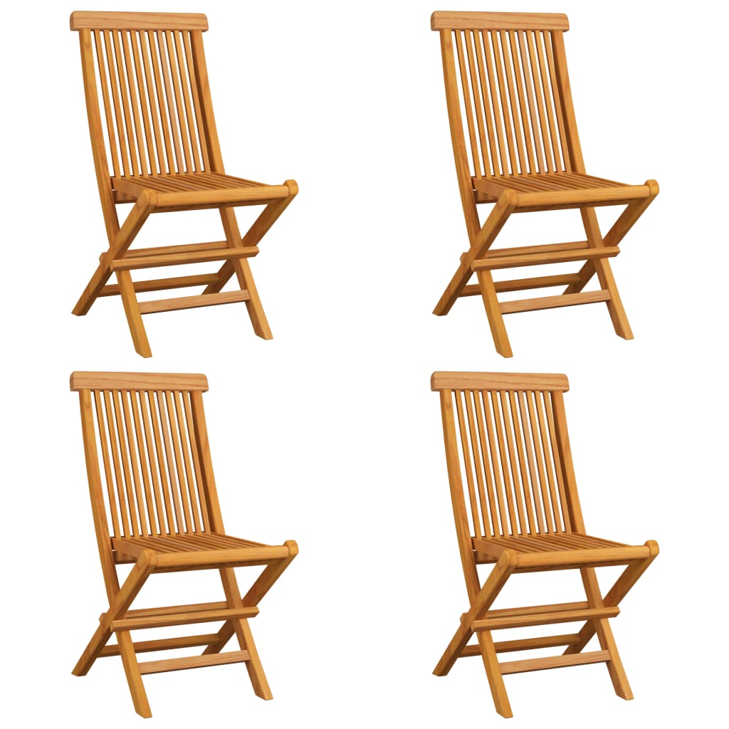 Garden Chairs with Burgundy Cushions 4 pcs Solid Teak Wood