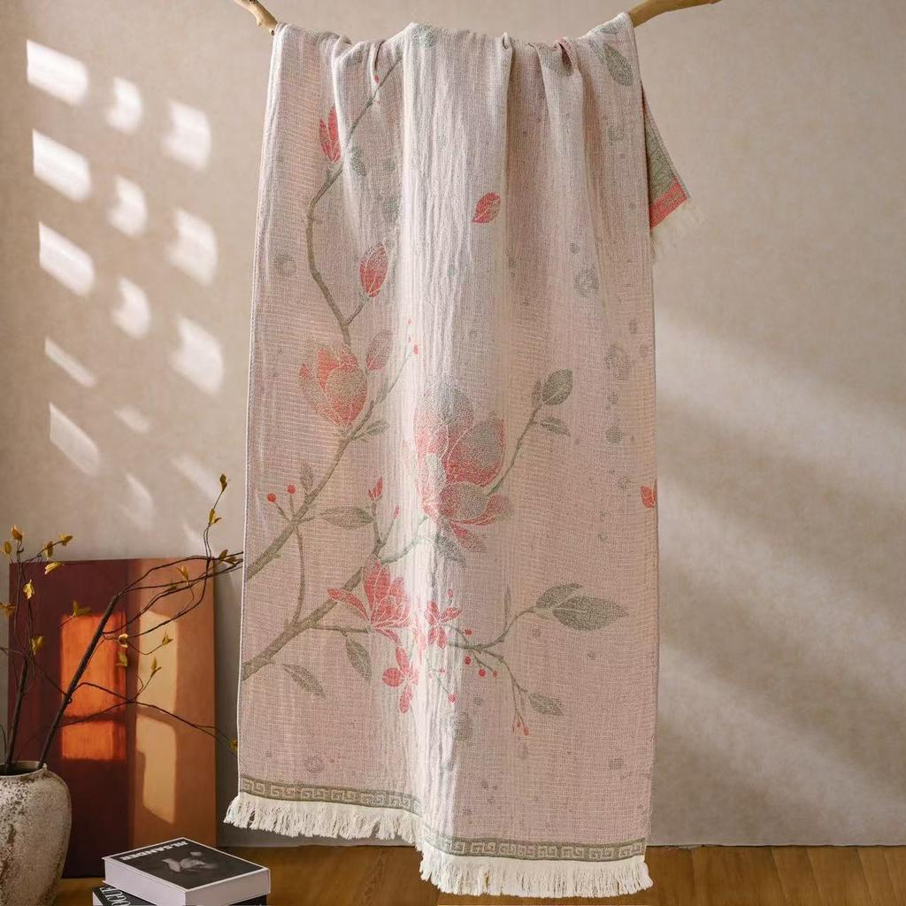 Hemp Gauze Bath Towel 80 × 160 Enlarged And Thickened Absorbent Household Bath Towel Soft And Cool Bath Towel