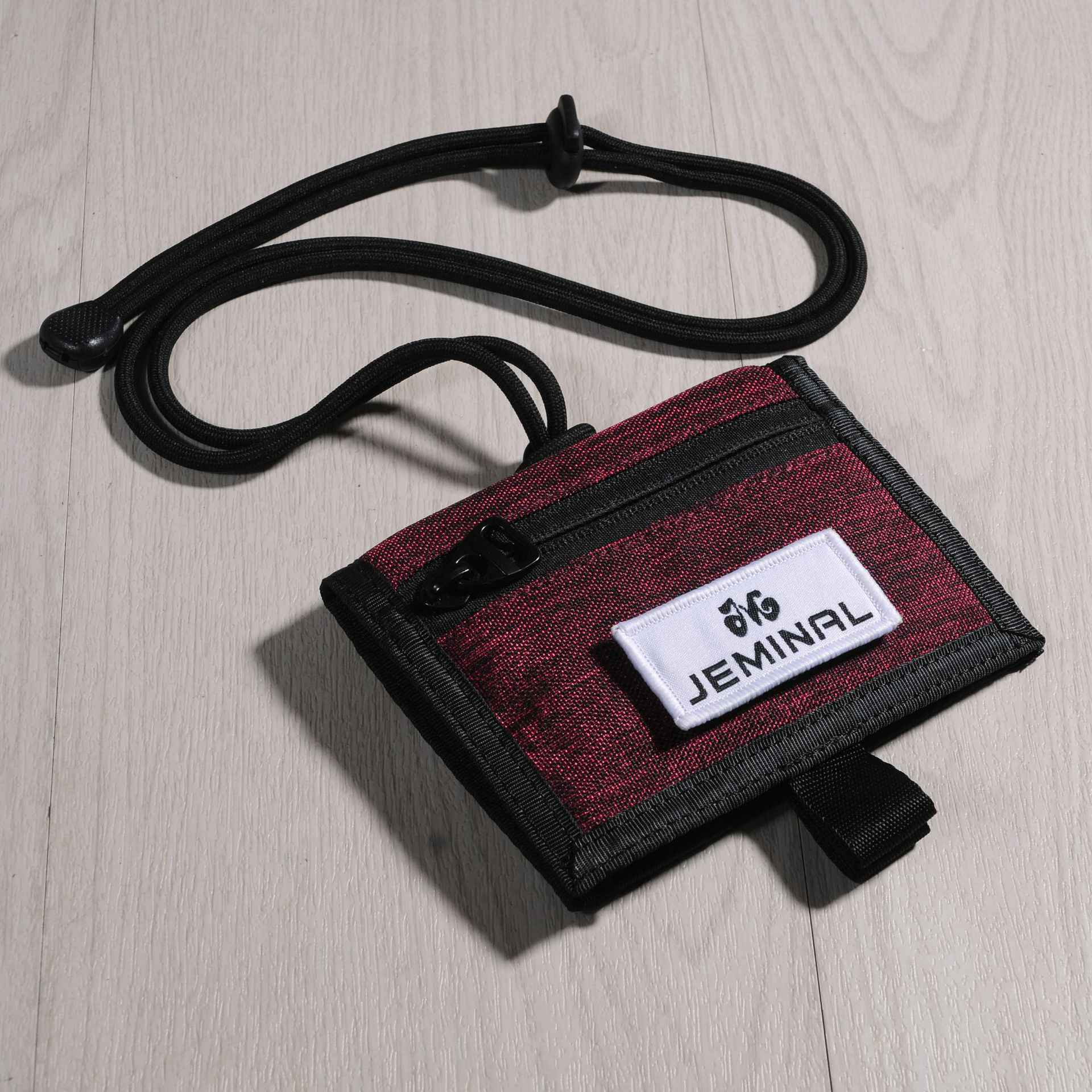 

JEMINAL 32139 Canvas Neck Strap ID Card Holder Badge Holder Adjustable Lanyard Wine Red