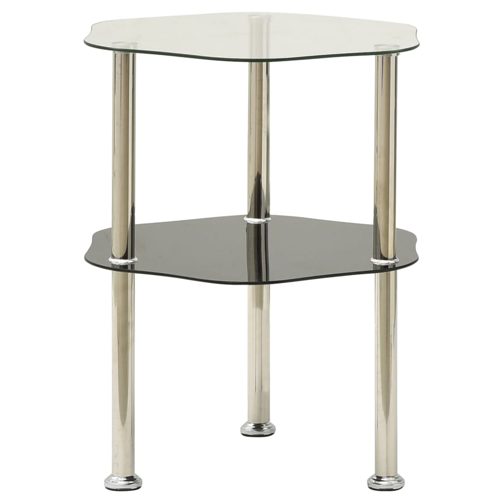 Side Table with 2 Shelves Transparent 38x38x50 Cm Tempered Glass