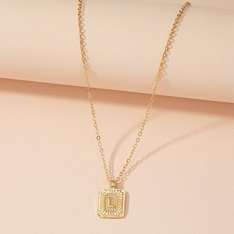 Square Brand 26 English Letter Necklace Hip-hop Necklace Ins Style Female European and American Design Sense Clavicle Chain