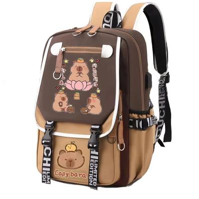 Capybara Kapibara Print Cartoon Personality Trend Backpack Student Large Capacity Leisure Bag