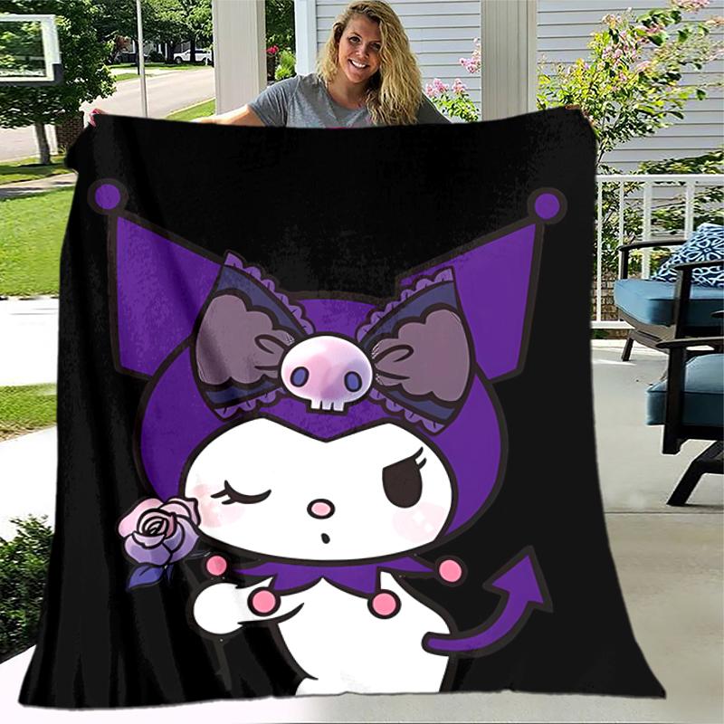 1pc Blanket Sanrio Kuromi1 Print Design, Lightweight Blanket for Sofa, Bed- Soft &Warm, Gift for All Seasons like Christmas, Halloween