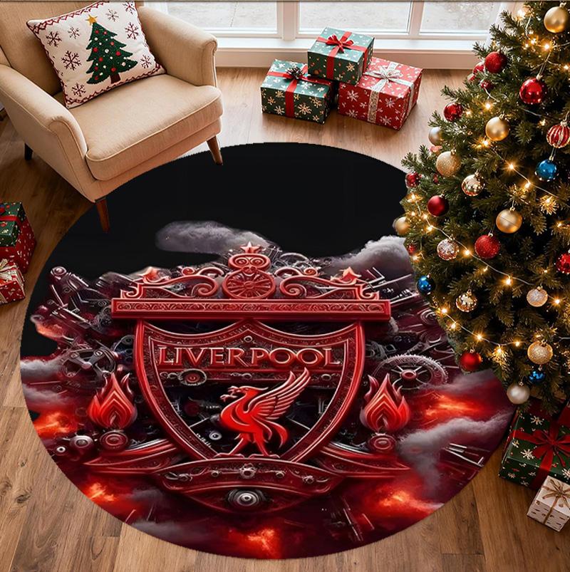 Liverpool F.C Pattern Round Rug, Indoor/Outdoor Mat, for Picnic, Gameroom, Bedroom, Office, Living Room, Home Decor Carpet, Birthday Gift