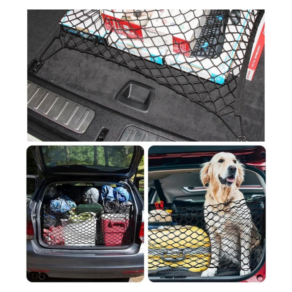 GYWHOOFT Car Cargo Net Trunk Luggage Storage Luggage Net, Nylon, Strong Elasticity, 4 Hooks,