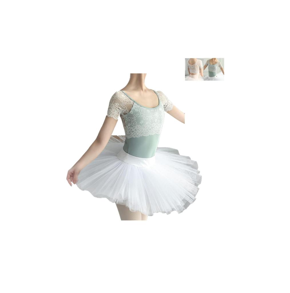 ProDance Lace Ballet Open PLHA005MA Half-Cup Leotard, Back, (Ice Green, L)