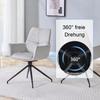 [Set of 2] European 360° Swivel Upholstered Chair: Light Grey Fabric + Black Lacquered Metal Legs, Breathable and Comfortable