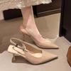 French Style High Heels Women's Thin Heel Summer New Simple Elegance Pointed Toe Buckle Cover Head Sandals Back