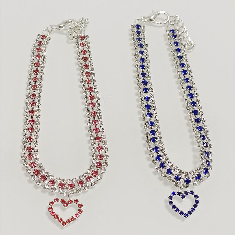 Heart Pendant Rhinestone Pet Collar for Small To Medium Dogs and Cats