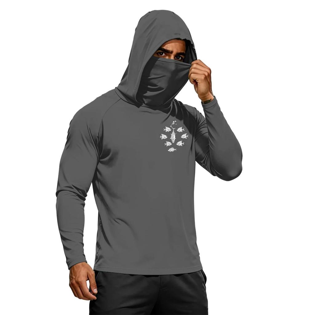 Men's Summer Hawaiian Print Quick Dry Long Sleeve T Shirt Ice Silk UPF50 Plus UV Protection Fitness Sports Hoodie Sun Protection Top
