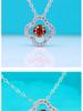 S925 Silver Dancing Heart Moissanite Necklace: Women's 50-Point Colored Moissanite Clover Pendant on Clavicle Chain