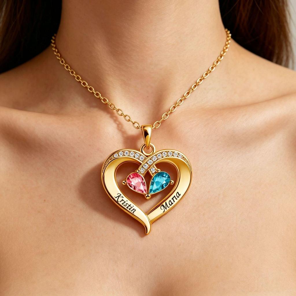 New Two-Color Water Drop 12 Zodiac Heart Necklace: Custom Engraved Jewelry Gift