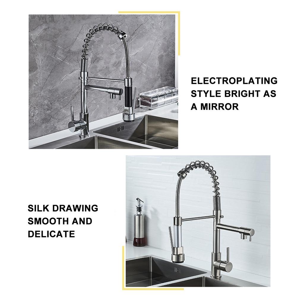 Black Chrome Brushed Nickel Flexible Kitchen Faucets Pull Out Mixer Tap Faucet Spring Style Spray Deck Mounted Kitchen Water Tap  Cold Kitchen Faucet