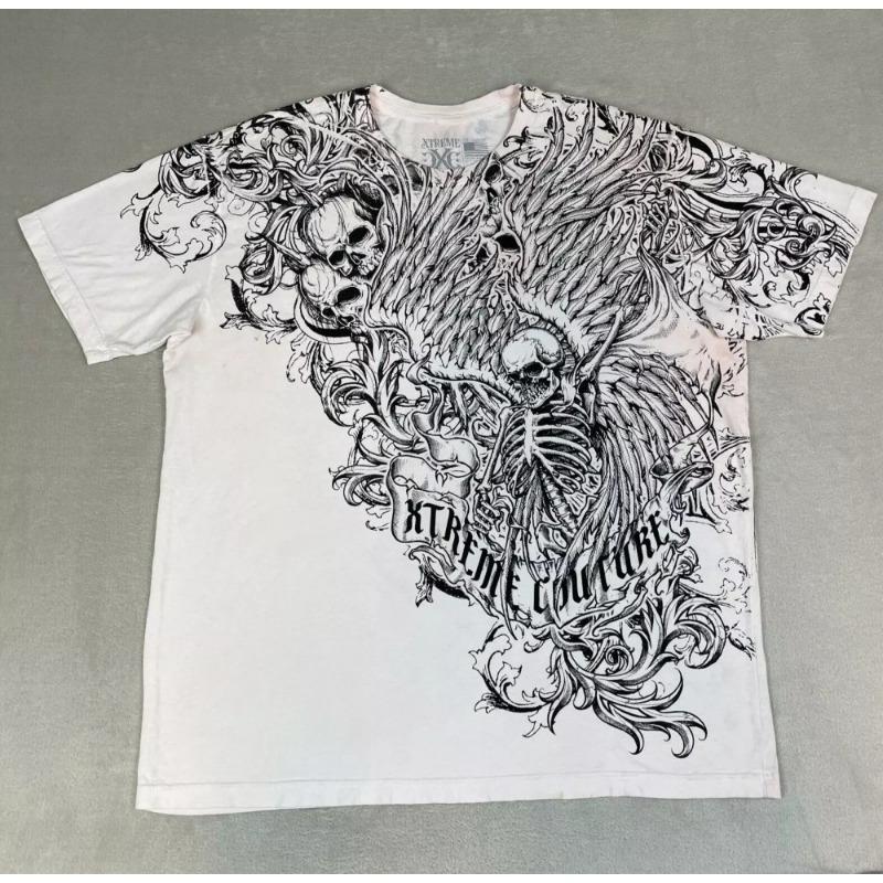European and American men's summer fashion skull letter print comfortable and breathable round neck T-shirt outdoor street top