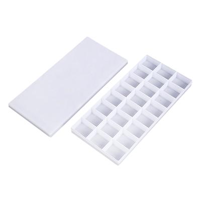 Portable Artist Paint Tray 24 Deep Compartments Plastic Paint Palette Paint Tray with Lid for Travel Painting