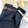 Women's 2025 High-Waist Straight Jeans: Velvet-Thickened, Slim-Fit, Nine-Point Harem Pants for Autumn/Winter