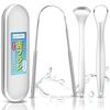 Tongue brush stainless steel 3 types cleaner polishing coating cleaning scraper oral care easy use high durability portable storage case 3-piece set