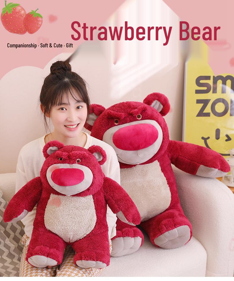Strawberry Scented Large Plush Bear Hugging Pillow Doll for Kids