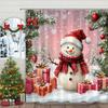 Weihnachtsmann Schneemann Duschvorhang Weihnachtsmann Weihnachtsgeschenke Schnee Aufdruck Polyester Stoff Heimdekoration Duschvorhang Mit Haken