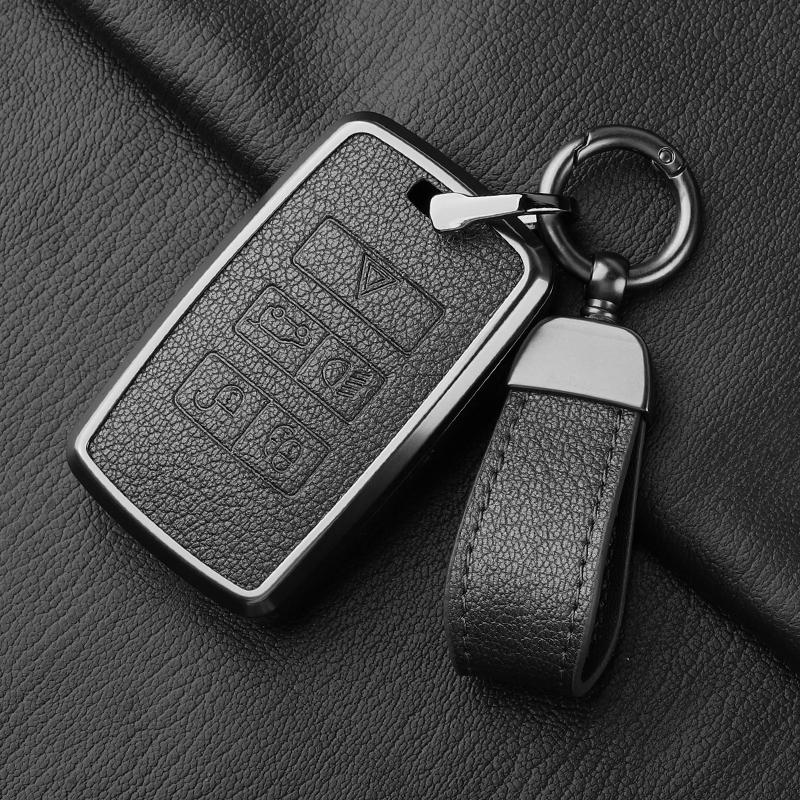 Metal and Leather Car Key Case Cover For Land Rover Range Rover Discovery Evoque Sport Velar Key Protection Shell Accessories