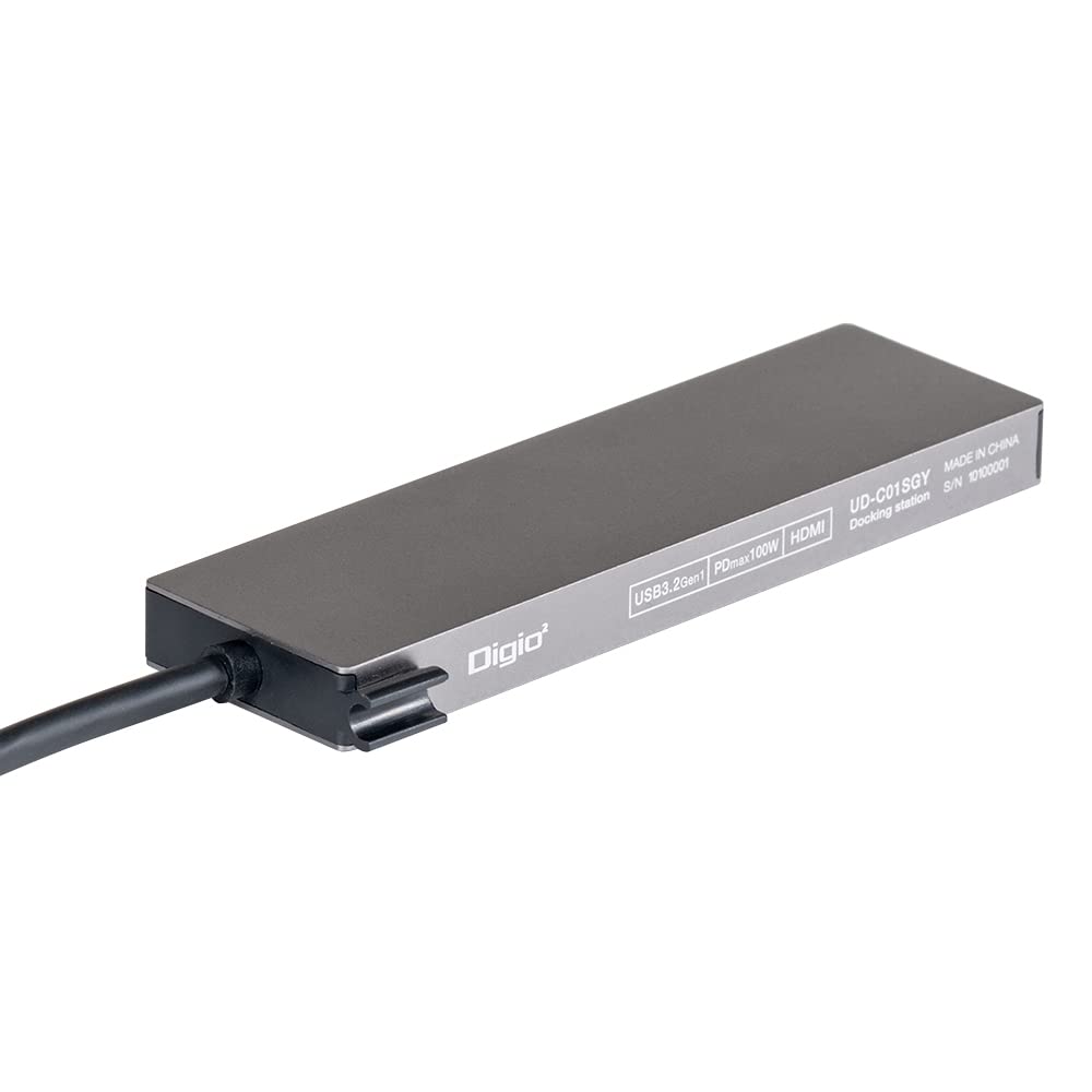 Nakabayashi Digio2 PD Compatible USB Type-C Aluminum Docking Station, 15cm, Gray, Z8789