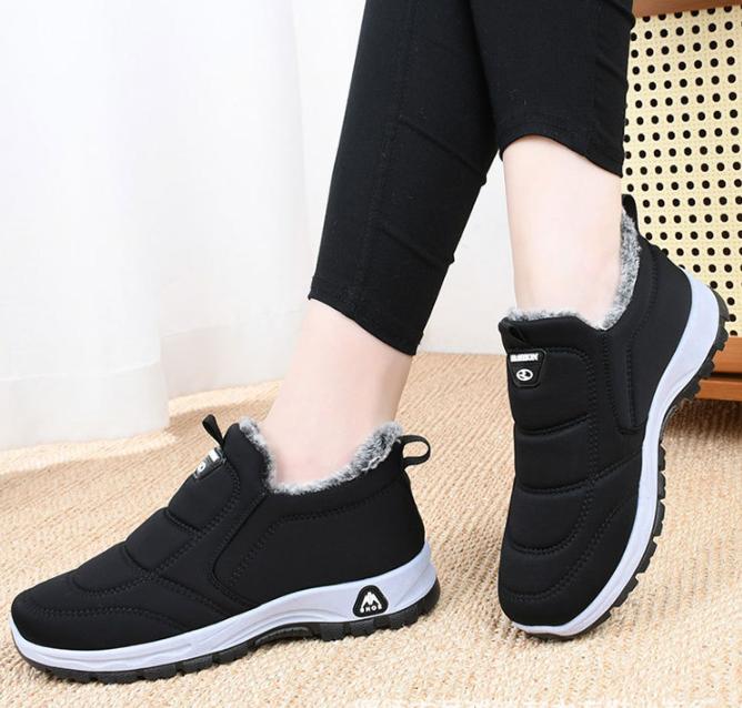 Téli Meleg Bőr Szőrme Mokaszin Női Sport Sneaker Női Puha Meleg Kényelmes Cipő