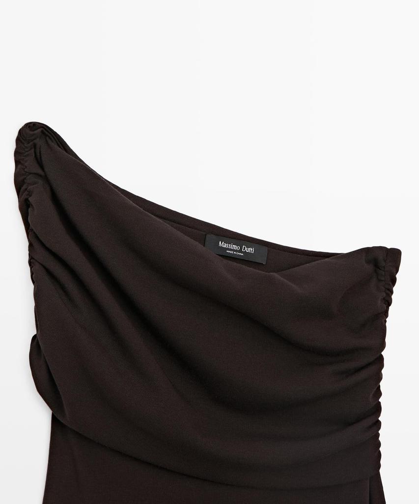 Masimodutti Asymmetrical Drape Neck Top