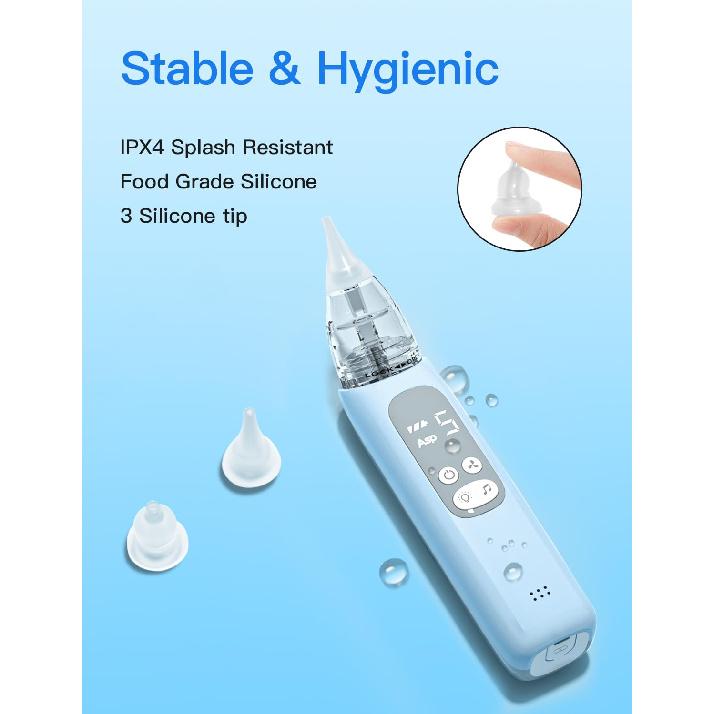 Baby Nasal Aspirator, Electric Nose Sucker with 5 Levels Suction, Soothing Light & Nursery Rhymes