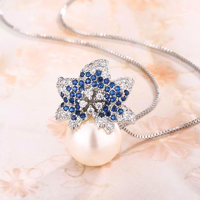 

Осень и зима новое искусственное натуральное жемчужное ожерелье прямая трансляция простой темперамент тренд сапфир роскошные серьги снежинка