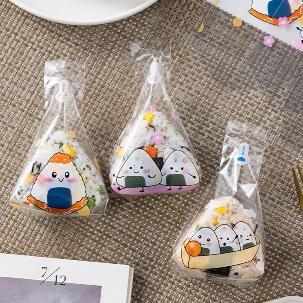 Ekologiczna przezroczysta torba do pakowania kulek ryżowych Jednorazowa owijka na kulki ryżowe klasy spożywczej Wzór kreskówkowy Torba na sushi Opakowanie na żywność