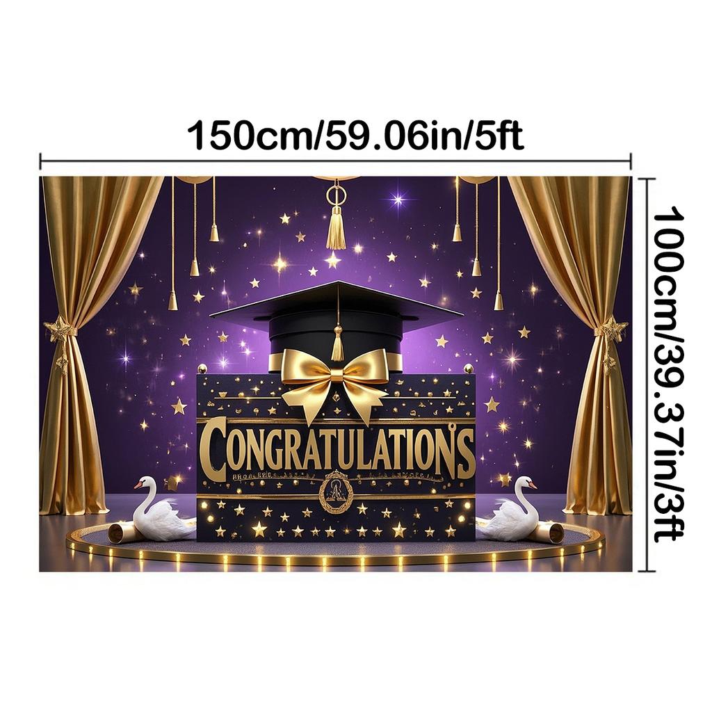 Abschlussbanner 2025 - Dekoration mit Design einer Abschlusshut für Veranstaltungen, Fotostudio-Hintergrund, Outdoor-Feierlichkeiten, Dekoration für die Abschlussparty