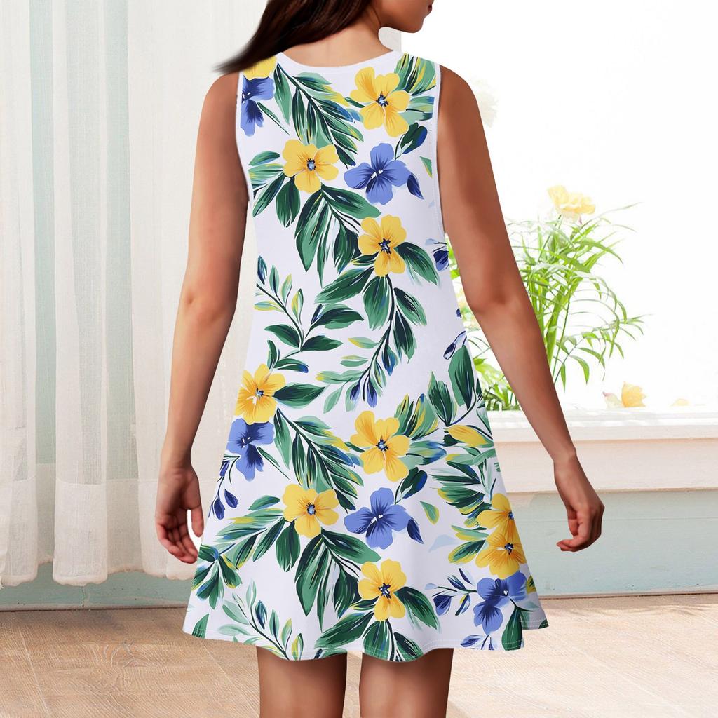 Girl Summer Dress Sleeveless Printed Color Casual Dress