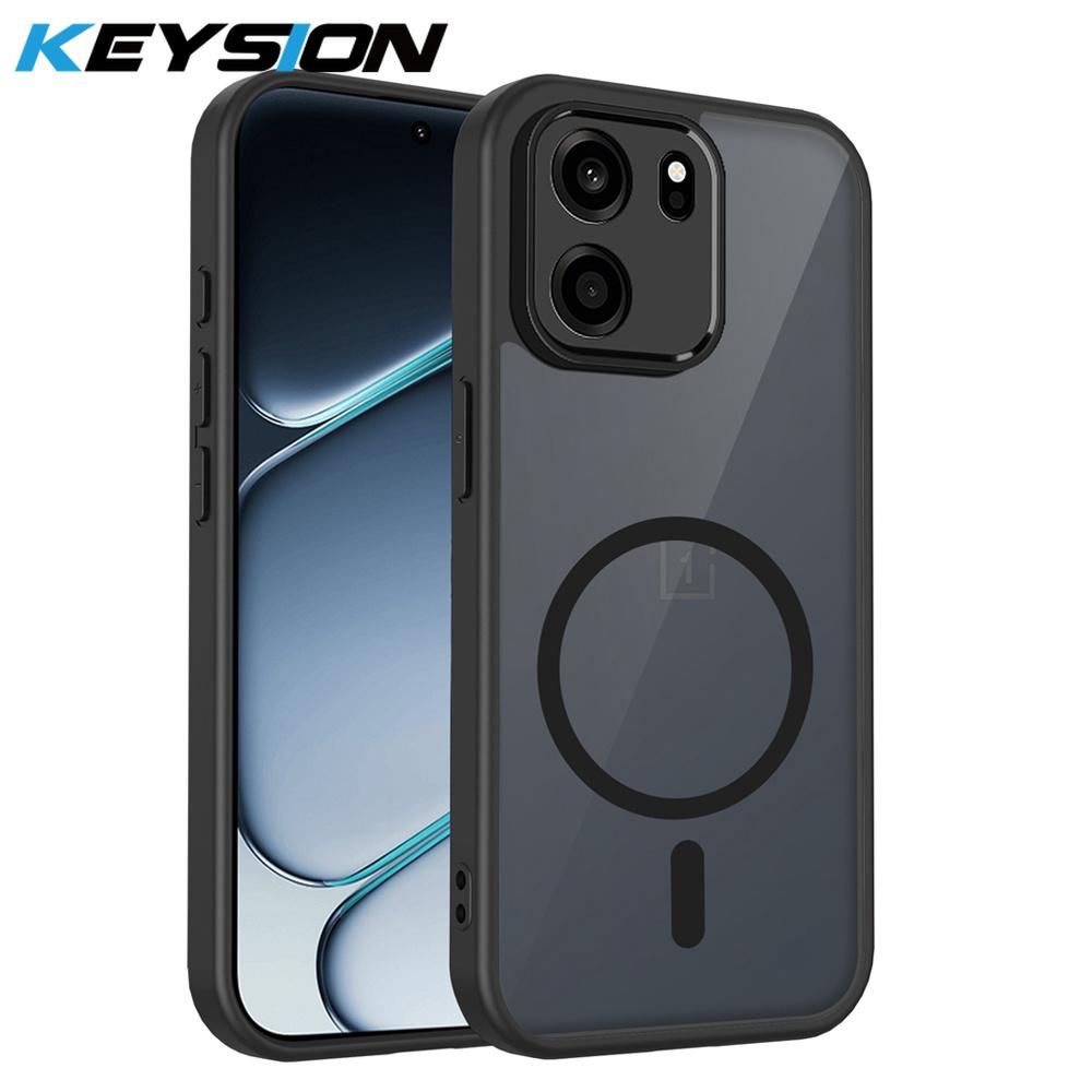 KEYSION Magnetic Phone Case for OnePlus Nord CE6 Silicone+PC Matte Translucent Black Shockproof Cover for OnePlus 1+ Nord CE6 for OnePlus Nord CE6 чёрный