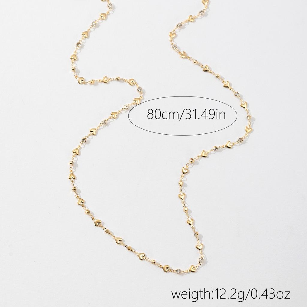 Fashion Sweater Chain Long Y-shaped Necklace for Women Simple Metal Gold Color Heart Crystal Clavicle Necklace Y2K Party Jewelry