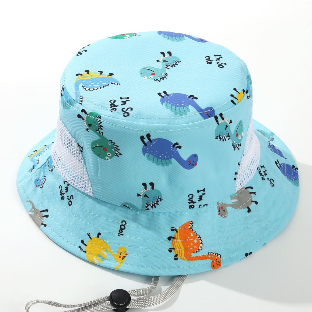 

Cartoon Dinosaur Kids Sun Hat With Wide Brim Breathable Cotton Summer Vacation Style For Children