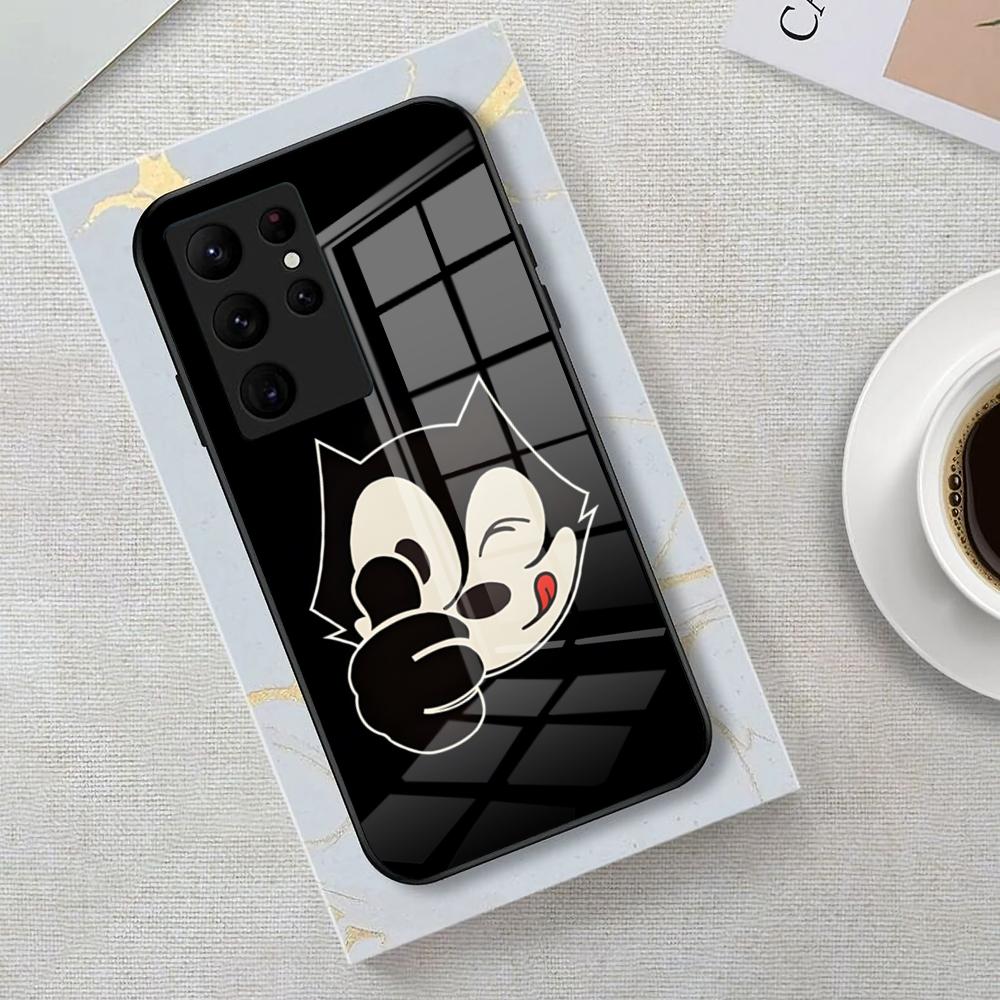 Felix The Cat Handyhülle für Samsung S26 S25 Edge Ultra 23 22 21 20 Ultra Plus S24 Fe Glasabdeckung