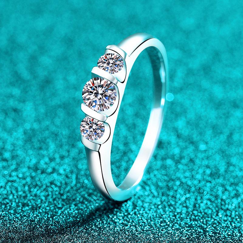 S925 Sterling Silver Moissanite Wave Design Ring for Women