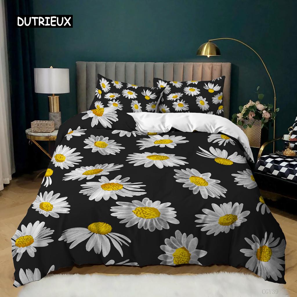Daisy Duvet Cover Set Natural Daisy Bedding Set Small Fresh Flower Theme Comforter Cover Microfiber Queen King Size Quilt Cover