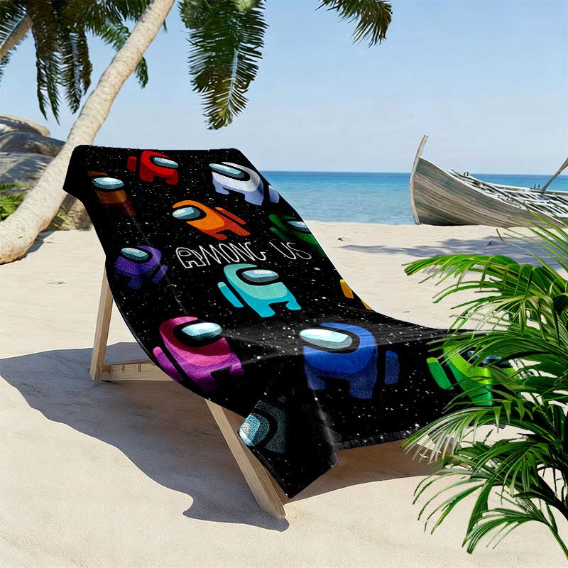 Among Us Print Strandtuch, Großes Weiches Schnelltrocknendes Handtuch für Strand Camping Schwimmen