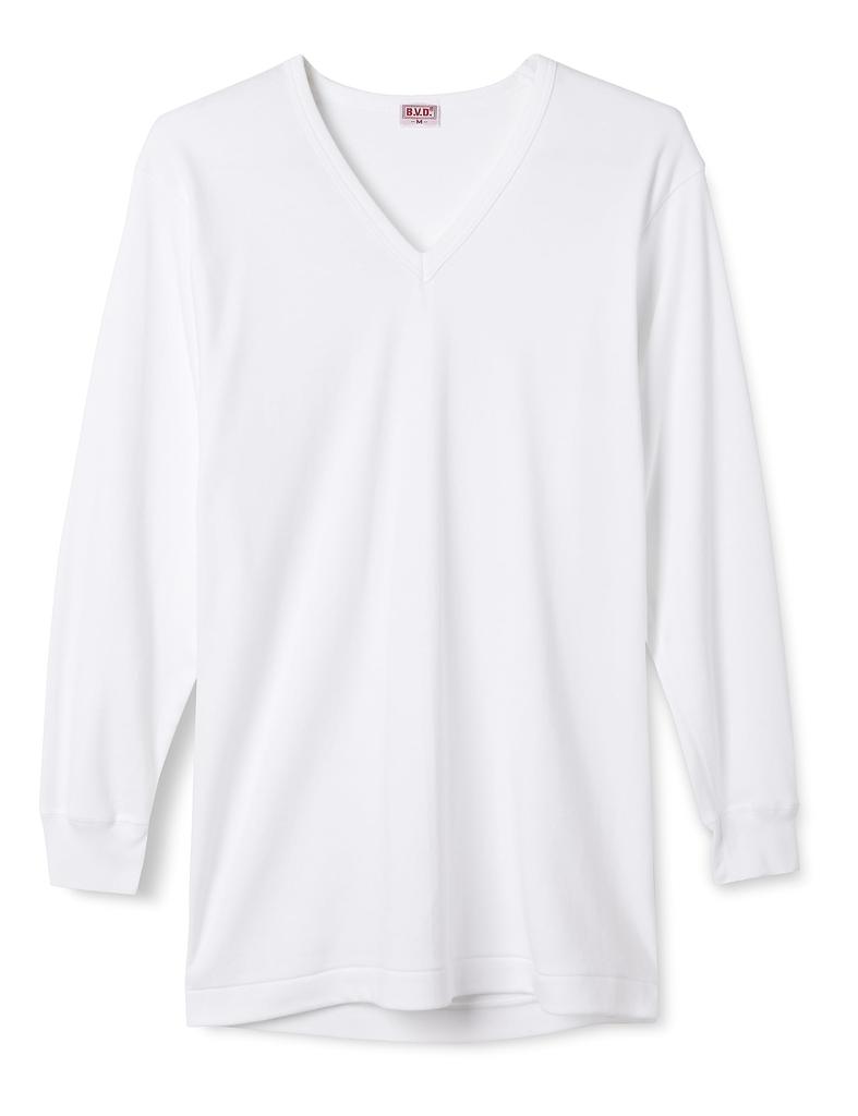 [B.V.D.] V-neck long-sleeved T-shirt