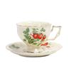 Vintage European Ceramic Coffee Cup & Saucer Set with Gold Rim – Retro Tea Set for Gift or Home Decor