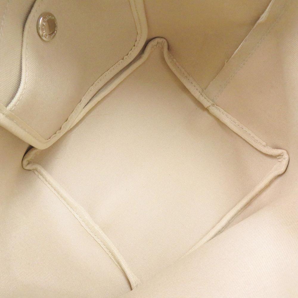 Used AUTHENTIC Herve Chapelier 701GP Luxe Boat-Shaped Tote Bag S White cotton