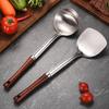 Stainless Steel Stir-fry Spoon with Wooden Handle - Chef's Special Long Handle Ladle and Serving Spoon