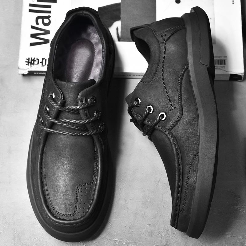 Fashion Genuine Leather Mens Casual Shoes Handmade Oxford Shoes Lace Up Leisure Walk Sneakers Non-Slip Male Hiking Shoes Walking Loafers